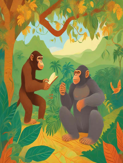 THE APES AND THE TWO TRAVELLERS