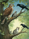 THE HAWK, THE ROOKS, AND THE CAT
