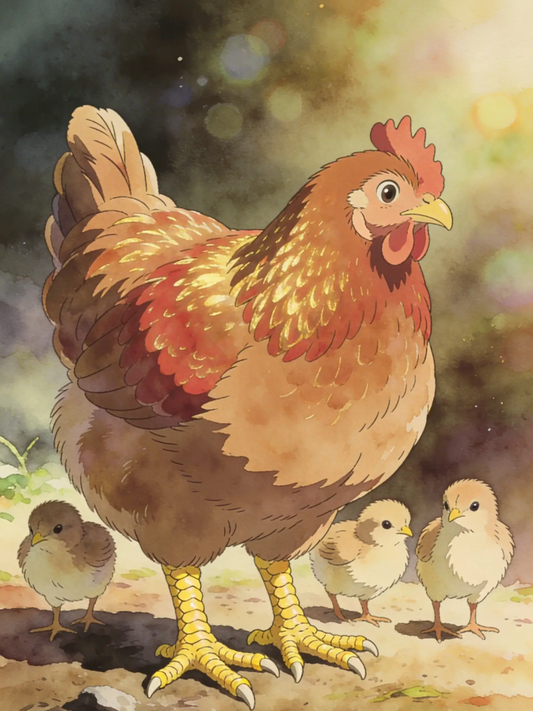 THE OLD HEN and HER YOUNG ONES