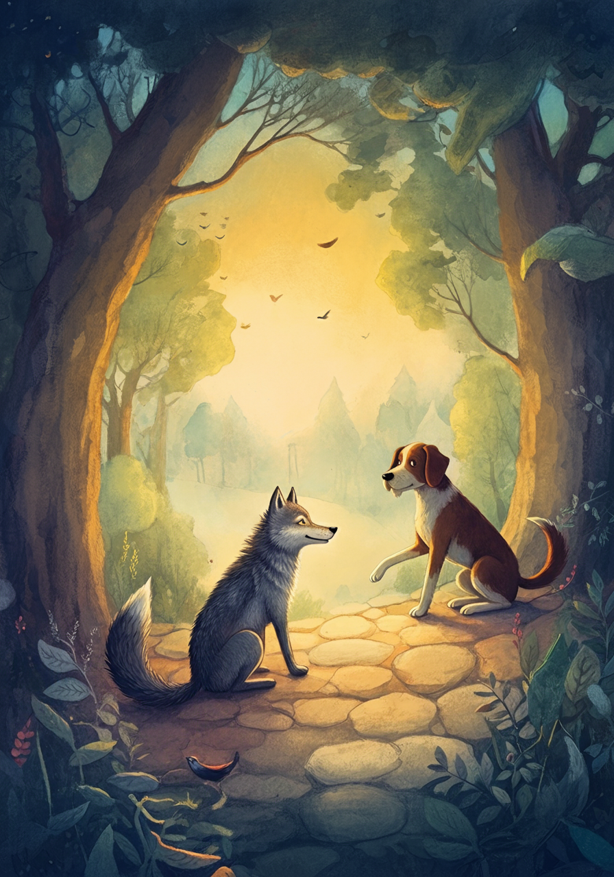 THE WOLF and THE HOUSE DOG