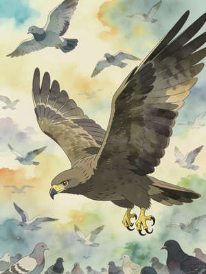 THE KITE AND THE PIGEONS