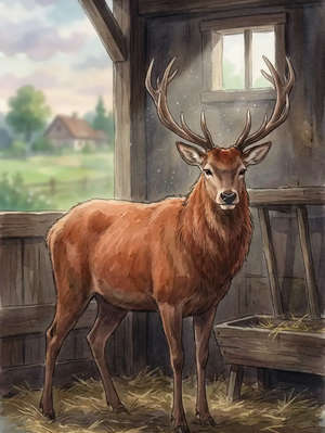THE STAG IN THE OX-STALL