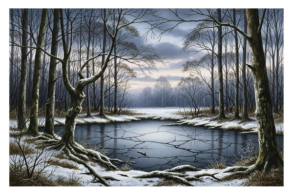 Winter Pond in the Forest