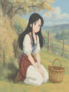 Felicia and the pot of pinks