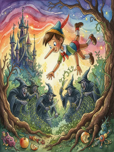 PINOCCHIO FALLS AMONGST ASSASSINS