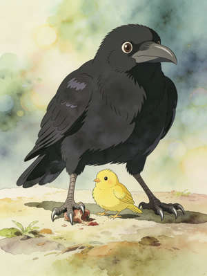 THE STORY OF A BLACK-HEADED CROW AND A LITTLE YELLOW CANARY