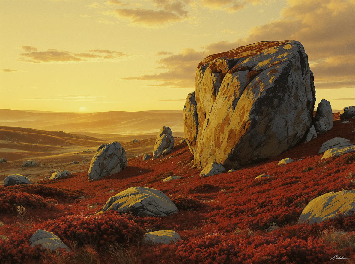 Heath with Scattered Rocks