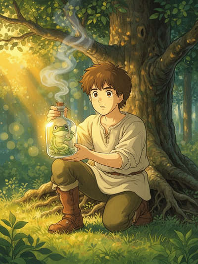 The spirit in the glass bottle