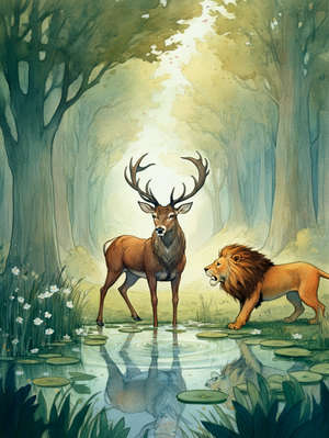 THE STAG AND THE LION