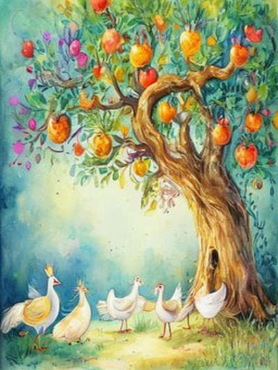 THE GOLDEN APPLE-TREE AND THE NINE PEAHENS