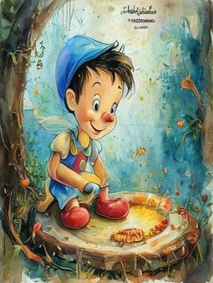 Pinocchio corre pericolo di esser fritto in padella, come un pesce